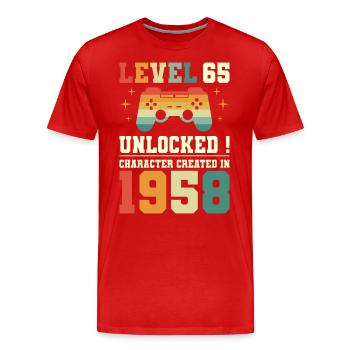 Level 65 Birthday Gamer 65 Years - Men's Premium Organic T-Shirt - red - Front - Damien (186cm)