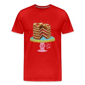 I love cake - Men's Premium Organic T-Shirt - red - Front - Damien (186cm)