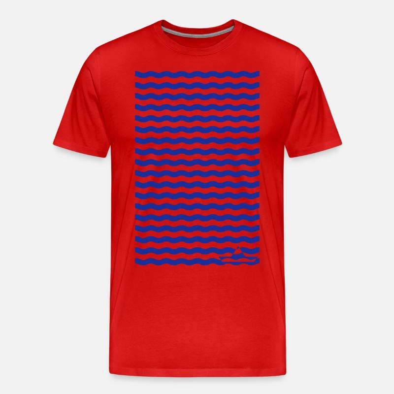 Wellen mit Boot - Männer Premium Bio T-Shirt - Rot