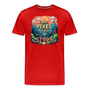 Chaque pixel raconte une histoire - Retro Gaming - T-shirt bio Premium Homme - rouge - Devant - Damien (186cm)