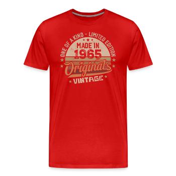 1965 Vintage Né 1965 Vintage Cadeau Anniversaire - T-shirt bio Premium Homme - rouge - Devant - Damien (186cm)