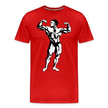 Muskeltier Bodybuilder - Männer Premium Bio T-Shirt - Rot - Vorne - Damien (186cm)