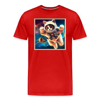 Space Kitty - Men's Premium Organic T-Shirt - red - Front - Damien (186cm)