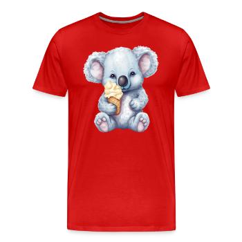 Süßer Comic Koala mit Vanille Softeis - Männer Premium Bio T-Shirt - Rot - Vorne - Damien (186cm)