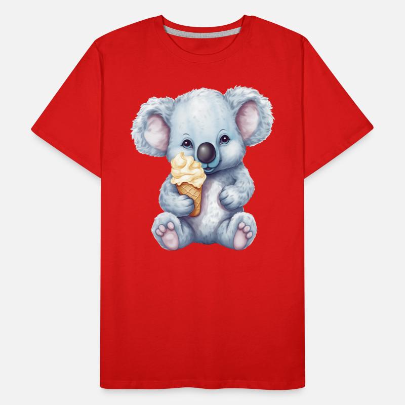 Süßer Comic Koala mit Vanille Softeis Männer Premium Bio T-Shirt
