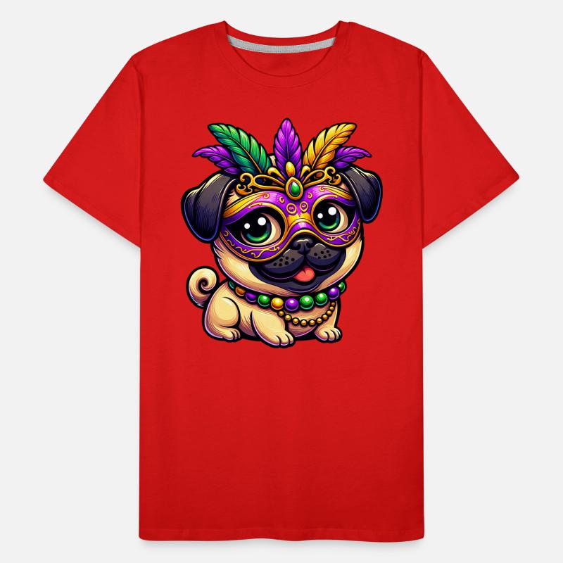 Mardi Gras Hund Mops Süß Comic Männer Premium Bio T-Shirt