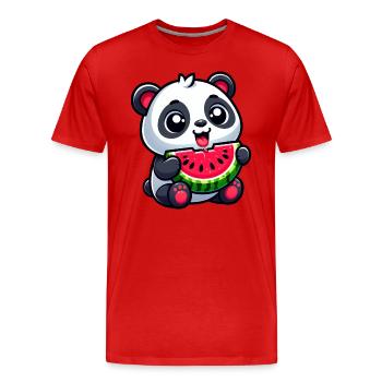 Panda With Watermelon Fruity Cute - Men's Premium Organic T-Shirt - red - Front - Damien (186cm)
