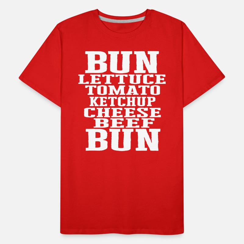 Burger Ingrédients Typographie Construction du cheeseburger T-shirt bio Premium Homme