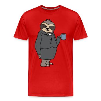 Sloth Woman Office Colleague Work colleague Boss - Men's Premium Organic T-Shirt - red - Front - Damien (186cm)