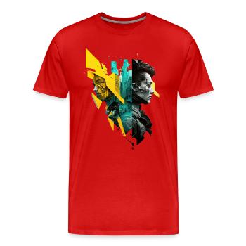 cyber punk No103 - Männer Premium Bio T-Shirt - Rot - Vorne - Damien (186cm)