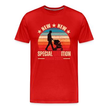 Papa 2023 Stolzer Vater Best Dad Vatertag Design - Männer Premium Bio T-Shirt - Rot - Vorne - Damien (186cm)