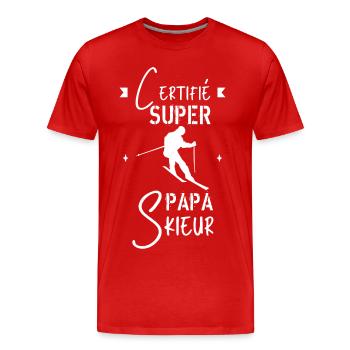 Super Papa Skieur - T-shirt bio Premium Homme - rouge - Devant - Damien (186cm)