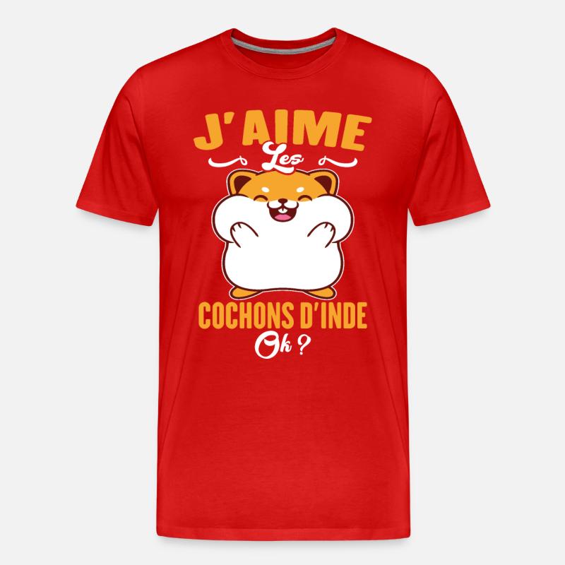 J'aime Les Cochons D'Inde - T-shirt bio Premium Homme - rouge