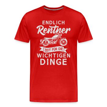 Motorrad Rentner Chopper Opa Ruhestand - Männer Premium Bio T-Shirt - Rot - Vorne - Damien (186cm)