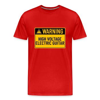 Warning: High Voltage Electric Guitar - Men's Premium Organic T-Shirt - red - Front - Damien (186cm)