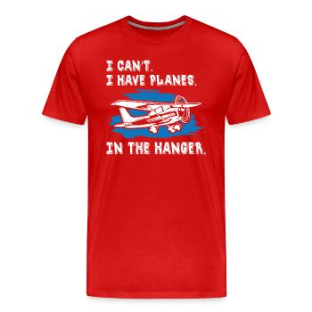 pilot i can t i have planes in the hanger - Men's Premium Organic T-Shirt - red - Front - Damien (186cm)