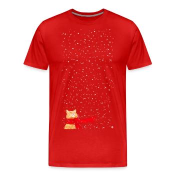 Schneekatze getigert (lang) - Männer Premium Bio T-Shirt - Rot - Vorne - Damien (186cm)