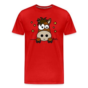 Poney, Pony Club, Sport, Équitation - T-shirt bio Premium Homme - rouge - Devant - Damien (186cm)