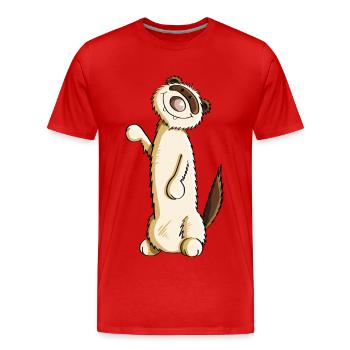 Kleines Harlekin Frettchen - Ferret - Marder - Männer Premium Bio T-Shirt - Rot - Vorne - Damien (186cm)