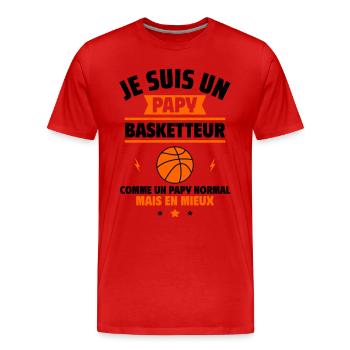 Papy basketteur plus cool, fête des grands-pères - T-shirt bio Premium Homme - rouge - Devant - Damien (186cm)
