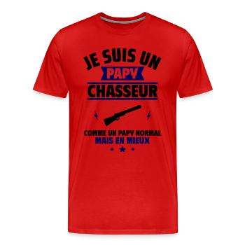 Papy chasseur plus cool, fête des grands-pères - T-shirt bio Premium Homme - rouge - Devant - Damien (186cm)