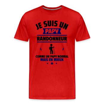 Papy randonneur plus cool, fête des grands-pères - T-shirt bio Premium Homme - rouge - Devant - Damien (186cm)