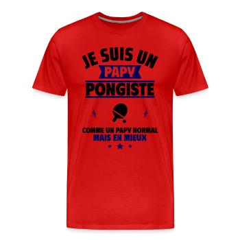Papy pongste plus cool, fête des grands-pères - T-shirt bio Premium Homme - rouge - Devant - Damien (186cm)