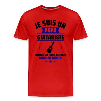 Papa guitariste fête des pères idée cadeau noël - T-shirt bio Premium Homme - rouge - Devant - Damien (186cm)