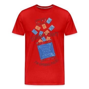 Désolé, je ne peux pas, j’ouvre les packs de cartes à collectionner - T-shirt bio Premium Homme - rouge - Devant - Damien (186cm)