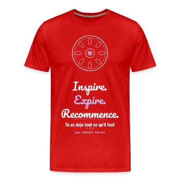 Expire. Yoga Méditation Bien-être - T-shirt bio Premium Homme - rouge - Devant - Damien (186cm)