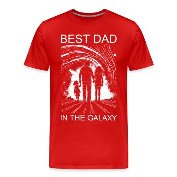 Vater Tochter Papa Töchter Best Dad in the galaxy - Männer Premium Bio T-Shirt - Rot - Vorne - Damien (186cm)