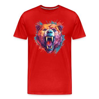 Ours rugissant - T-shirt bio Premium Homme - rouge - Devant - Damien (186cm)