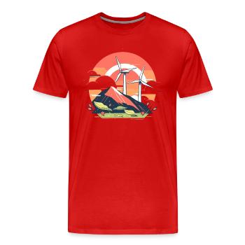 Windrad - Männer Premium Bio T-Shirt - Rot - Vorne - Damien (186cm)