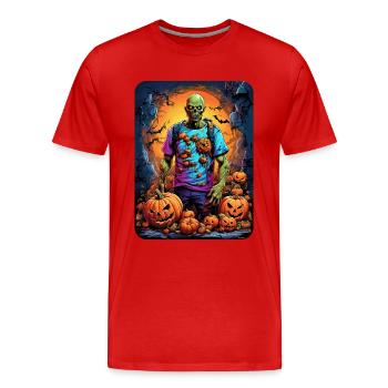 Halloween Zombie Blankovorlage 1.4 - Männer Premium Bio T-Shirt - Rot - Vorne - Damien (186cm)