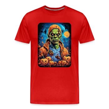 Halloween Zombie Blankovorlage 1.3 - Männer Premium Bio T-Shirt - Rot - Vorne - Damien (186cm)