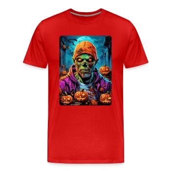 Halloween Zombie Blankovorlage 1.10 - Männer Premium Bio T-Shirt - Rot - Vorne - Damien (186cm)
