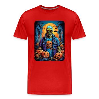 Halloween Zombie Blankovorlage 1.2 - Männer Premium Bio T-Shirt - Rot - Vorne - Damien (186cm)