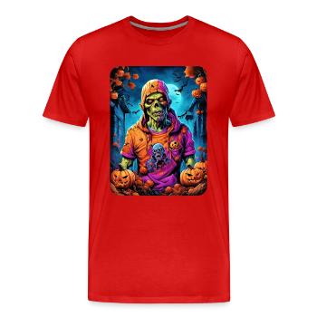 Halloween Zombie Blankovorlage 1.1 - Männer Premium Bio T-Shirt - Rot - Vorne - Damien (186cm)