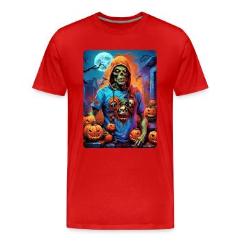 Halloween Zombie Blankovorlage 1.8 - Männer Premium Bio T-Shirt - Rot - Vorne - Damien (186cm)