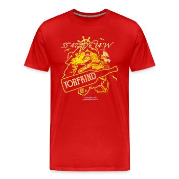 Whisky Torfkind gelb mit Umriss der Insel Islay - Männer Premium Bio T-Shirt - Rot - Vorne - Damien (186cm)