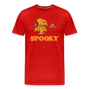 Peanuts Spooky Halloween - Männer Premium Bio T-Shirt - Rot - Vorne - Damien (186cm)