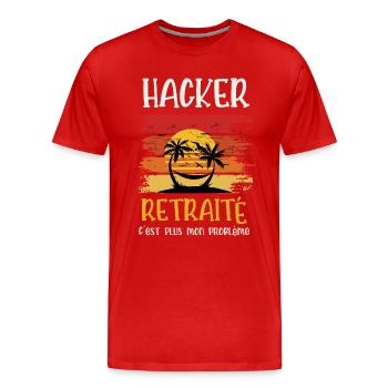 hacker retraité - T-shirt bio Premium Homme - rouge - Devant - Damien (186cm)