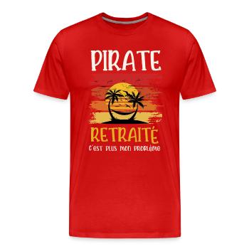 pirate retraité - T-shirt bio Premium Homme - rouge - Devant - Damien (186cm)