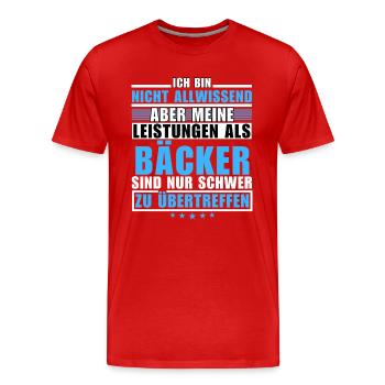 Unübertroffene Leistung als Bäcker - Männer Premium Bio T-Shirt - Rot - Vorne - Damien (186cm)