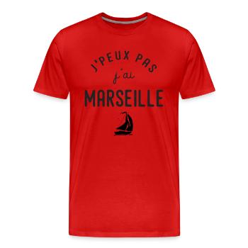 Marseille J peux pas j ai Marseille bateau voilier - T-shirt bio Premium Homme - rouge - Devant - Damien (186cm)