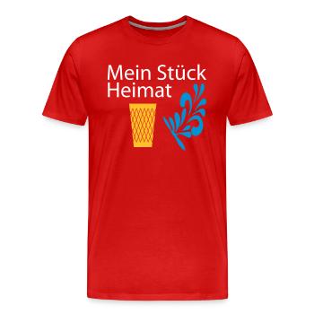 Meine Heimat Geripptes - Apfelwein - Männer Premium Bio T-Shirt - Rot - Vorne - Damien (186cm)