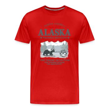Alaska - Grizzly Bear - Männer Premium Bio T-Shirt - Rot - Vorne - Damien (186cm)
