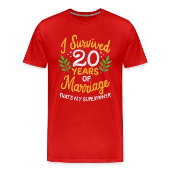 20e anniversaire de mariage a survécu 20 ans de - T-shirt bio Premium Homme - rouge - Devant - Damien (186cm)