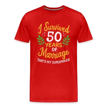 50e anniversaire de mariage a survécu à 50 ans - T-shirt bio Premium Homme - rouge - Devant - Damien (186cm)