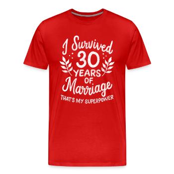 30e anniversaire de mariage a survécu à 30 ans - T-shirt bio Premium Homme - rouge - Devant - Damien (186cm)